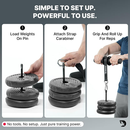 Forearm Strengthener & Wrist Roller - Non-Slip Thicker Handles, 35" Durable Nylon Strap - Grip Trainer for Wrist, Hand & Forearm Muscles - Arm Exerciser for Strength Training & Rehab