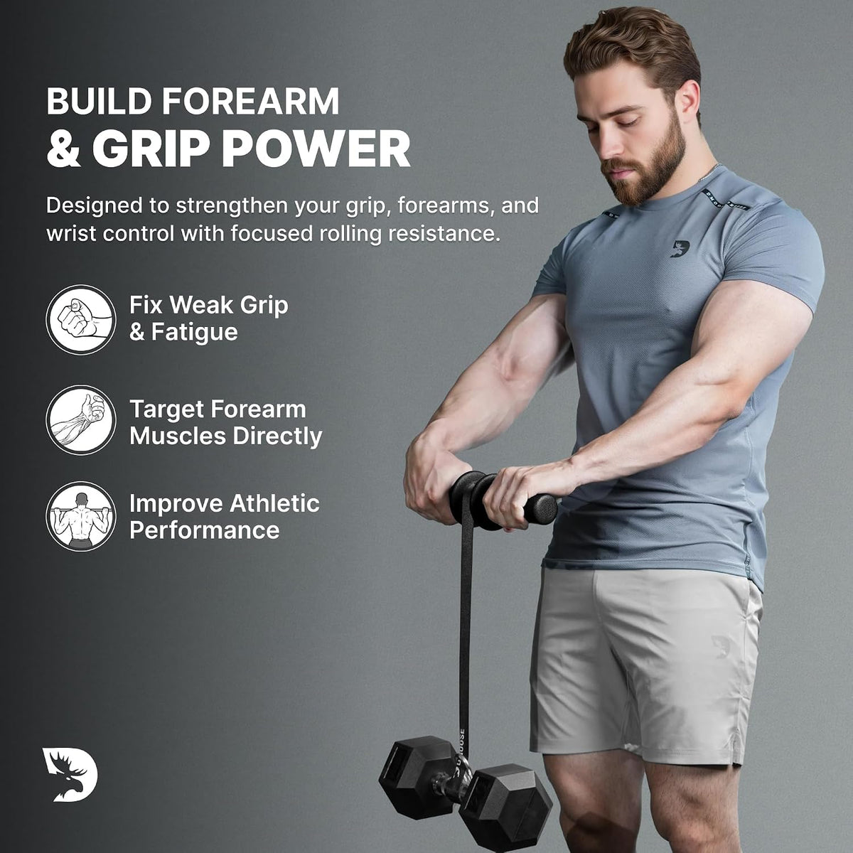 Forearm Strengthener & Wrist Roller - Non-Slip Thicker Handles, 35" Durable Nylon Strap - Grip Trainer for Wrist, Hand & Forearm Muscles - Arm Exerciser for Strength Training & Rehab