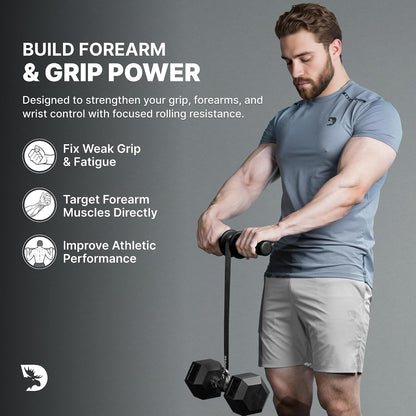 Forearm Strengthener & Wrist Roller - Non-Slip Thicker Handles, 35" Durable Nylon Strap - Grip Trainer for Wrist, Hand & Forearm Muscles - Arm Exerciser for Strength Training & Rehab