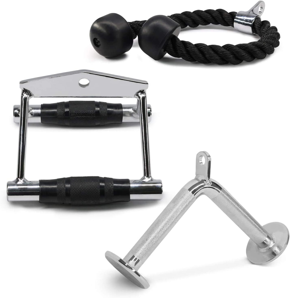 Cable Machine Attachment, Row Handles, Tricep Rope, Straight Bar, V Bar, LAT Pulldown Accessories Load 880 LB for Home Gym