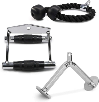 Cable Machine Attachment, Row Handles, Tricep Rope, Straight Bar, V Bar, LAT Pulldown Accessories Load 880 LB for Home Gym