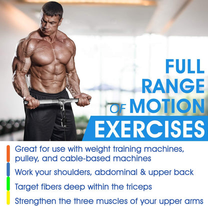 Cable Machine Attachment, Row Handles, Tricep Rope, Straight Bar, V Bar, LAT Pulldown Accessories Load 880 LB for Home Gym
