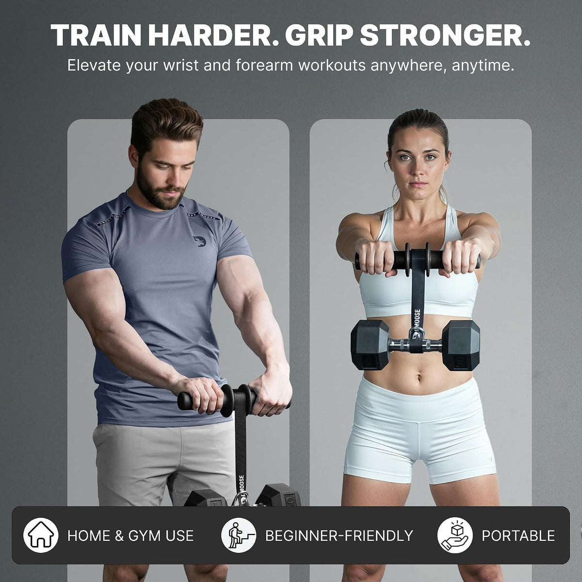 Forearm Strengthener & Wrist Roller - Non-Slip Thicker Handles, 35" Durable Nylon Strap - Grip Trainer for Wrist, Hand & Forearm Muscles - Arm Exerciser for Strength Training & Rehab